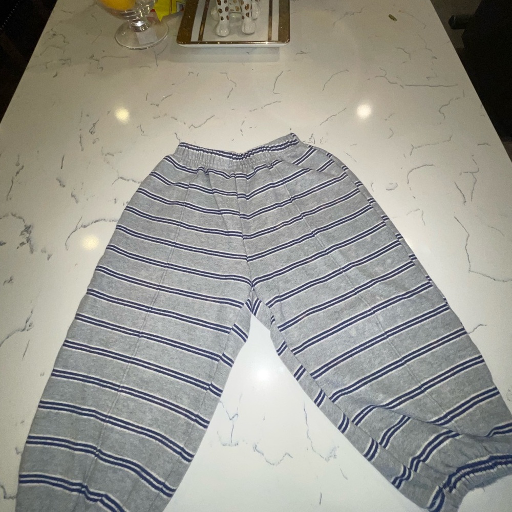 Kids Striped Knit Lounge Pants - Gray & Navy ❗️BUNDLE SALE ONLY ❗️SIZE 6&7